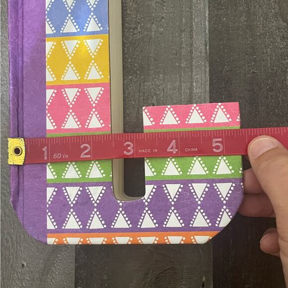 Ashland 'J' Initial Book / Bookend Colorful Geometric Diamond Pattern - Picture 10 of 11